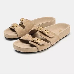 New 🆕 ZARA Split Leather Buckle Sandals Sz 9